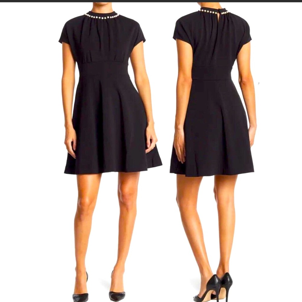 Kate Spade New York Womens Pearl Pave Fit & Flare Dress Black Stretch Size 8